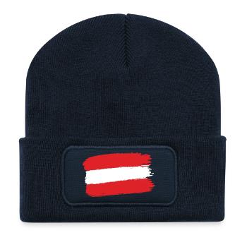 Austria Flag Brushstroke Austria - Recycled Patch Beanie - french navy - Front