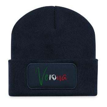 Amo Verona, elegant minimalist design - Recycled Patch Beanie - french navy - Front