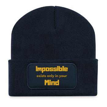 Impossible Mindset Typography - Recycled Patch Beanie - french navy - Front