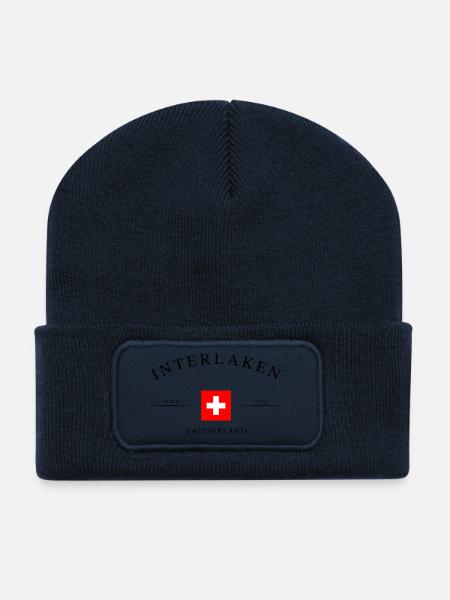Interlaken Schweiz – Urlaub Souvenir & Geschenk - Recycelte Patch Beanie - French Navy