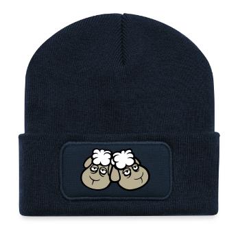 Couple de moutons Fatigué Triste Somnolent Ami épuisé - Beanie recyclé à patch - bleu marine - Devant