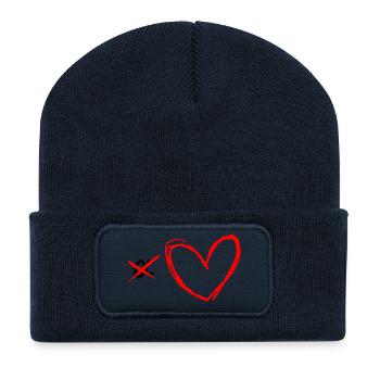 Ich bin kein Alpha Design mit rotem Herz - Recycelte Patch Beanie - French Navy - Vorne