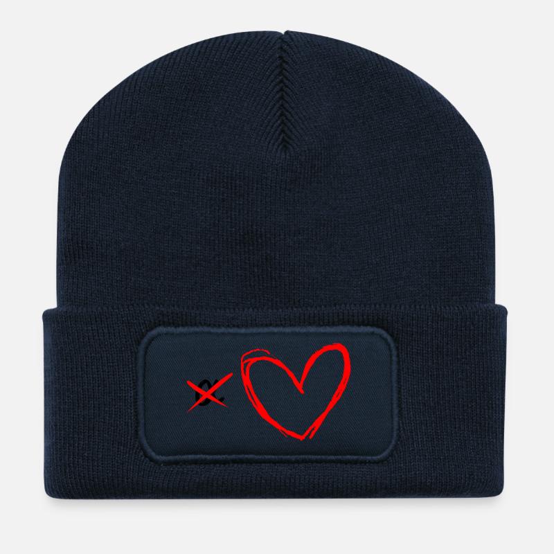 Ich bin kein Alpha Design mit rotem Herz - Recycelte Patch Beanie - French Navy