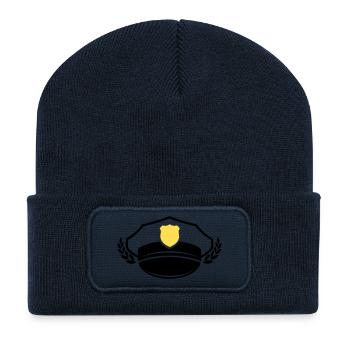 Casquette et insigne de police | Honneur et respect - Beanie recyclé à patch - bleu marine - Devant