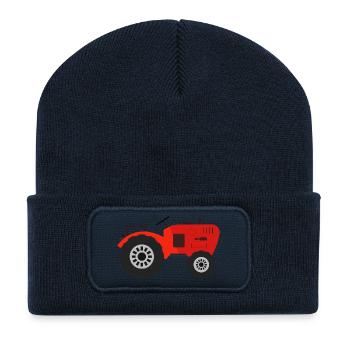 tracteur - Beanie recyclé à patch - bleu marine - Devant