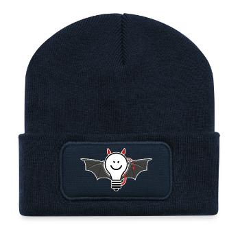 Light bulb with devil horns – cheeky light motif - Recycled Patch Beanie - french navy - Front