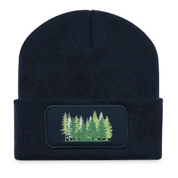 Forêt arbre verts - Beanie recyclé à patch - bleu marine - Devant