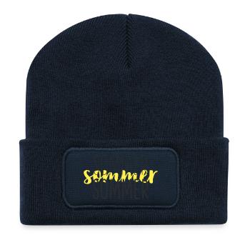 Summer Yellow Black - Recycled Patch Beanie - french navy - Front