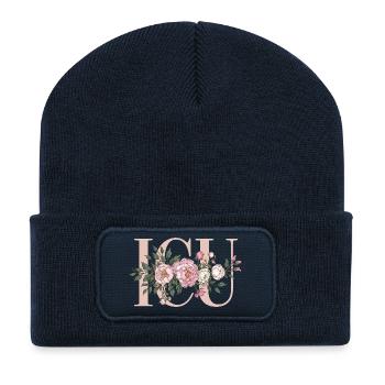Rose Petal Frame Love - Recycled Patch Beanie - french navy - Front