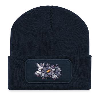 Amoureux des pigeons – Drôle de diction sur les pigeons - Beanie recyclé à patch - bleu marine - Devant