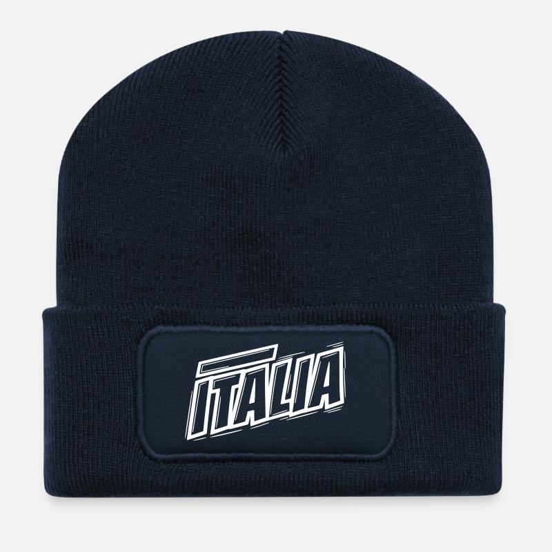 Italia Italienische Bold Typografie - Recycelte Patch Beanie - French Navy