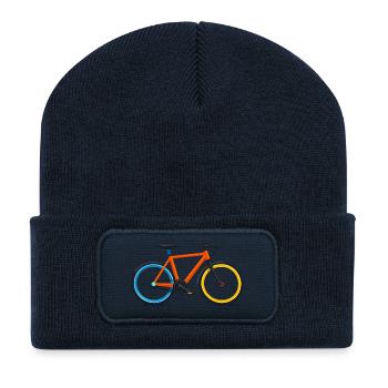 Vélo coloré aux couleurs contrastantes - Beanie recyclé à patch - bleu marine - Devant