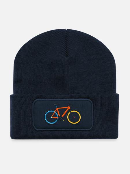 Colourful bicycle in contrasting colours - Recycled Patch Beanie - french navy