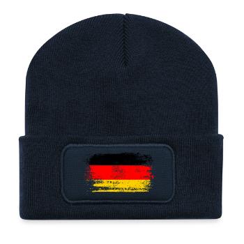 Deutschland - Adler Wappen Respekt Geschenk - Recycelte Patch Beanie - French Navy - Vorne