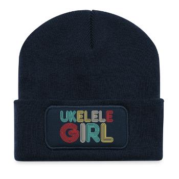 Hawaiian Ukulele Uke Retro 70s - Recycled Patch Beanie - french navy - Front