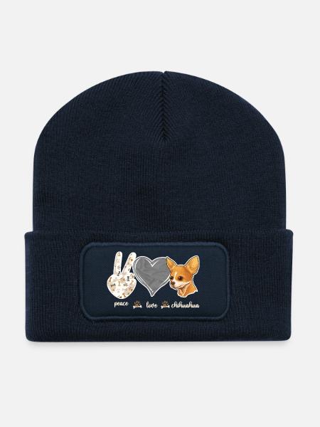 Chihuahua Chihuahueño Peace Love - Recycelte Patch Beanie - French Navy