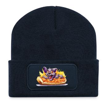 Pizza Monster Käsefeuer - Recycelte Patch Beanie - French Navy - Vorne