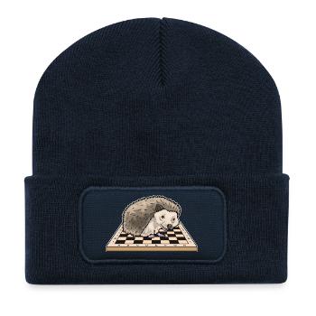 Hedgehog Chessboard Chess Board Game - Recycled Patch Beanie - french navy - Front