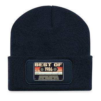 Best Of 1986 Cassette rétro - Beanie recyclé à patch - bleu marine - Devant
