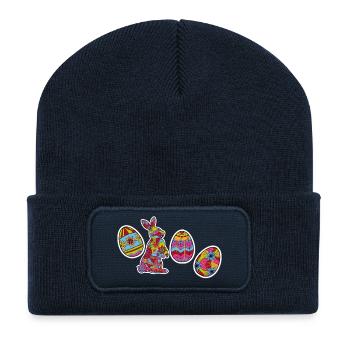 Joyeuses Pâques - Beanie recyclé à patch - bleu marine - Devant