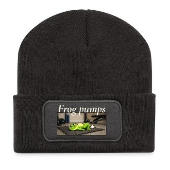 Frog Pumps Frog Fitness Saying - Recycled Patch Beanie - dark grey - Front
