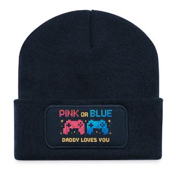 Contrôleur de pixels rose ou bleu - Beanie recyclé à patch - bleu marine - Devant
