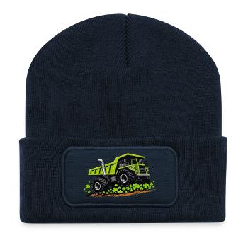 Véhicule de construction de camion-benne de la Saint-Patrick - Beanie recyclé à patch - bleu marine - Devant