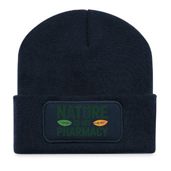 Naturheilkunde Nature ist mein Pharmazeutischer Fachmann - Recycelte Patch Beanie - French Navy - Vorne