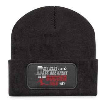 Les meilleurs jours sont consacrés à la conception de terrains de football - Beanie recyclé à patch - charbon - Devant