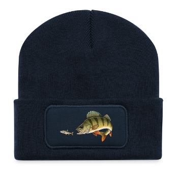Perch hunts fish - Recycled Patch Beanie - french navy - Front