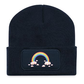 Regenbogentraum mit Wolken - Recycelte Patch Beanie - French Navy - Vorne