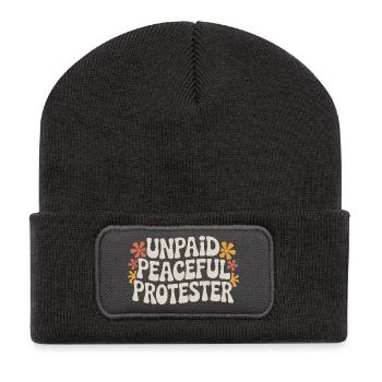 Militant pacifique non rémunéré déclarant Manifestation - Beanie recyclé à patch - charbon - Devant
