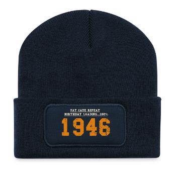 80 Year Anniversary Original 1946 Party Gift - Recycled Patch Beanie - french navy - Front