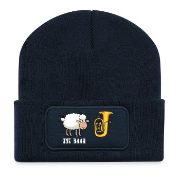 One BaaH Sheep and Tuba - Recycled Patch Beanie - french navy - Front