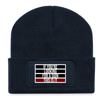 If You're Looking For A Sign This Is It Lustig - Recycelte Patch Beanie - French Navy - Vorne