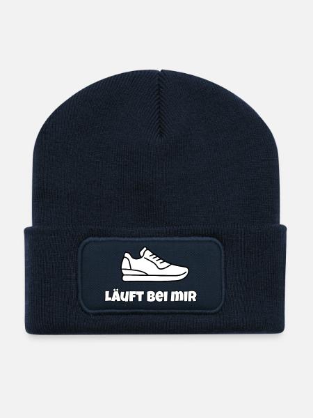 Läuft bei mir  - Recycelte Patch Beanie - French Navy