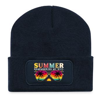 Funny Summer Break Quote Remembering My Why - Beanie recyclé à patch - bleu marine - Devant