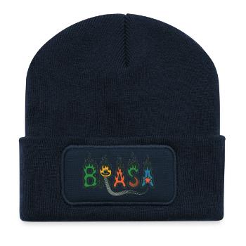 Brasa T-Shirt mit Flammen – Brasilianische Musik - Recycelte Patch Beanie - French Navy - Vorne