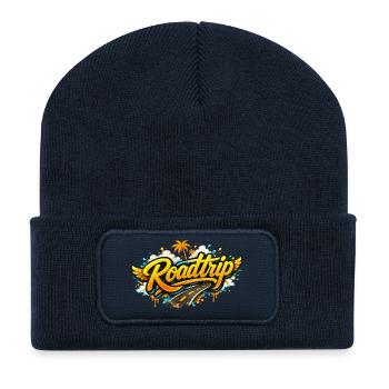 Voyage en voiture - Beanie recyclé à patch - bleu marine - Devant