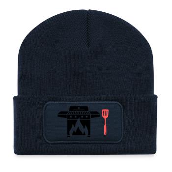 Gas Grill Grill Master BBQ Grill Party Father's Day - Recycled Patch Beanie - french navy - Front