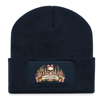 zu wild für dein Herz – Kugeln & Rosen Design - Recycelte Patch Beanie - French Navy - Vorne