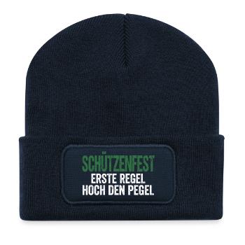 Schützenfest Erste Regel Hoch Den Pegel - Recycelte Patch Beanie - French Navy - Vorne