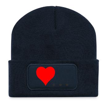 Cœur à trois points – Conception de symboles - Beanie recyclé à patch - bleu marine - Devant