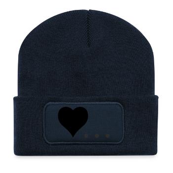 Cœur à trois points – Conception de symboles - Beanie recyclé à patch - bleu marine - Devant