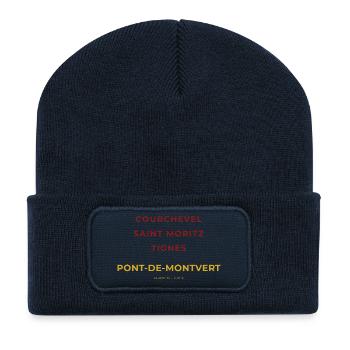 Pont de Montvert Lozère -Courchevel - Saint Moritz - Beanie recyclé à patch - bleu marine - Devant