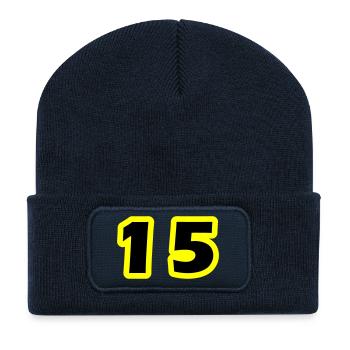 Symbole numérique 15 - Beanie recyclé à patch - bleu marine - Devant