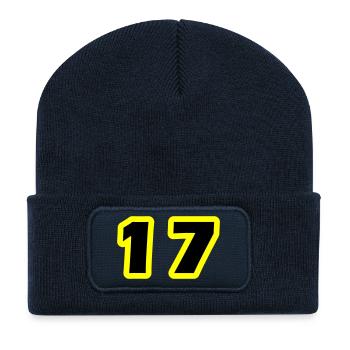 17 Symbole numérique - Beanie recyclé à patch - bleu marine - Devant