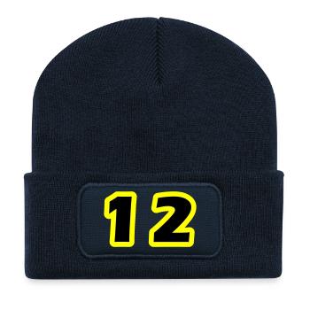 12 Symbole numérique - Beanie recyclé à patch - bleu marine - Devant