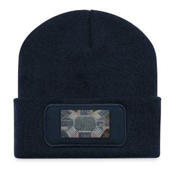 Urbanes Kreuzungsgeometrie - Recycelte Patch Beanie - French Navy - Vorne