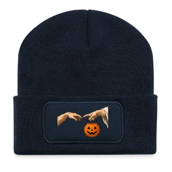 Halloween Die Schöpfung Lustiges Halloween - Recycelte Patch Beanie - French Navy - Vorne